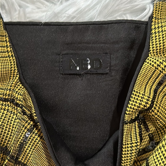 NBD Kent Saffron yellow gold black plaid square neck crop tank top S - Picture 7 of 14